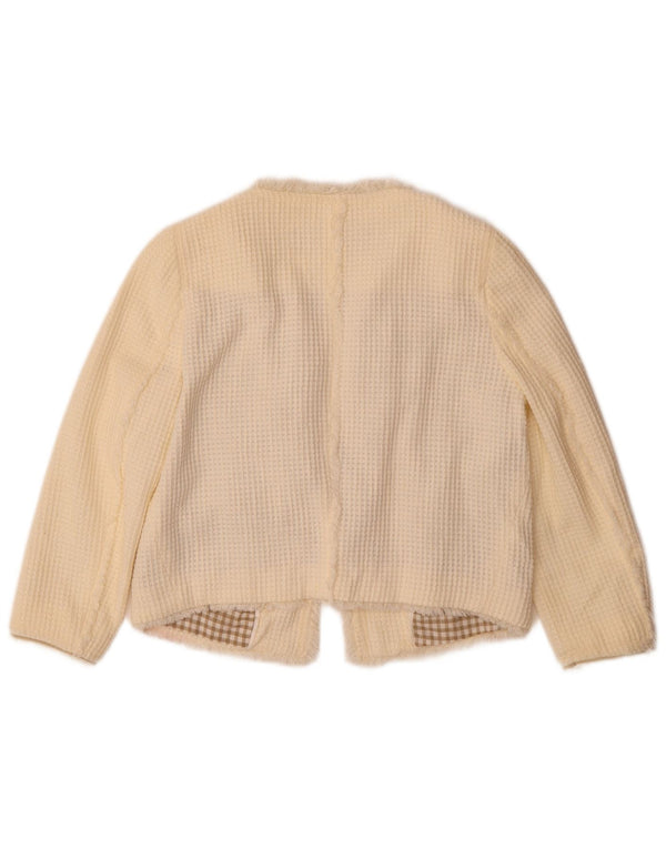 Jachetă Bolero cu mâneci 3/4 pentru femei Zara UK 10 mic bumbac alb