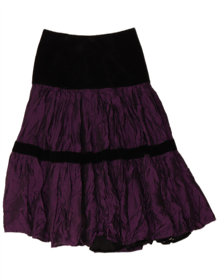 Fusta cu etaje vintage pentru femei IT 42 Medium W28 Violet Poliester color bloc
