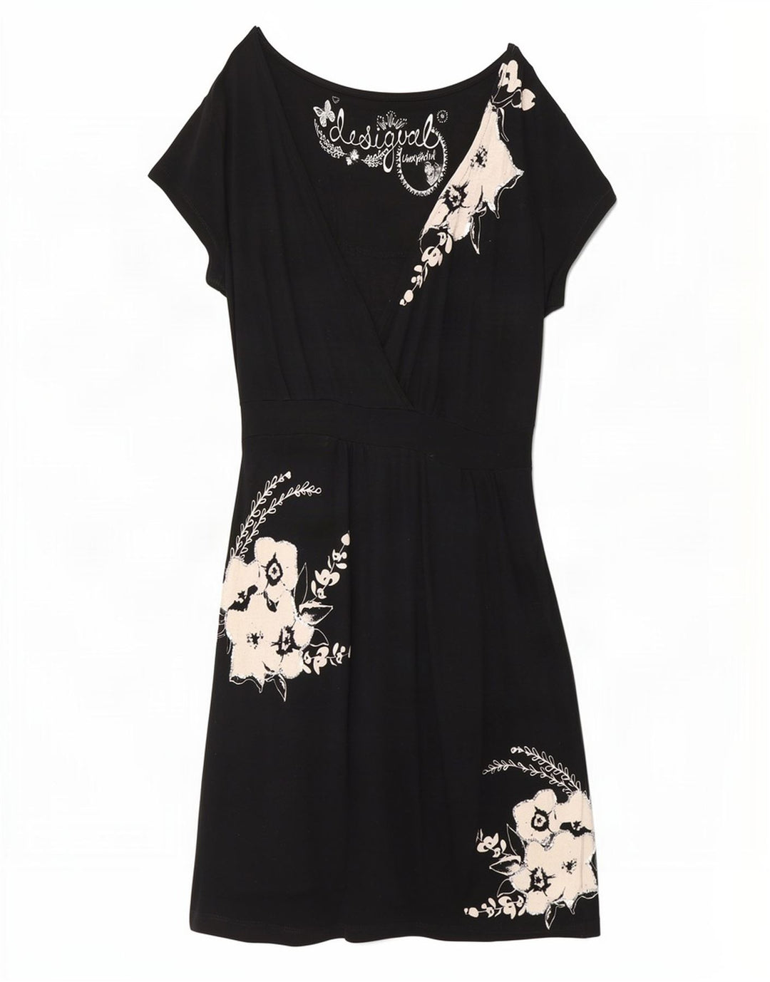 Rochie de bază Desigual pentru femei UK 16, mare, neagră, florală, viscoză