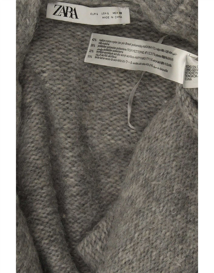 Pulover cardigan supradimensionat pentru femei Zara UK 16, mare, gri, nailon