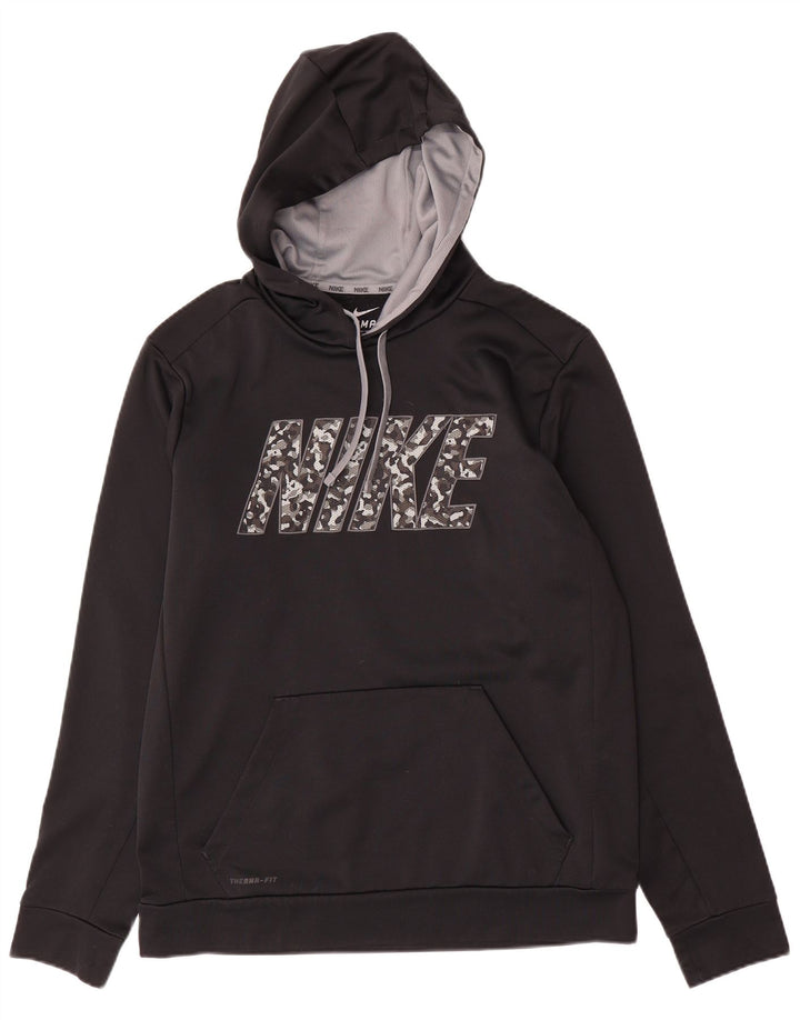 Pulover Nike Therma-Fit Graphic pentru bărbați, poliester mediu negru