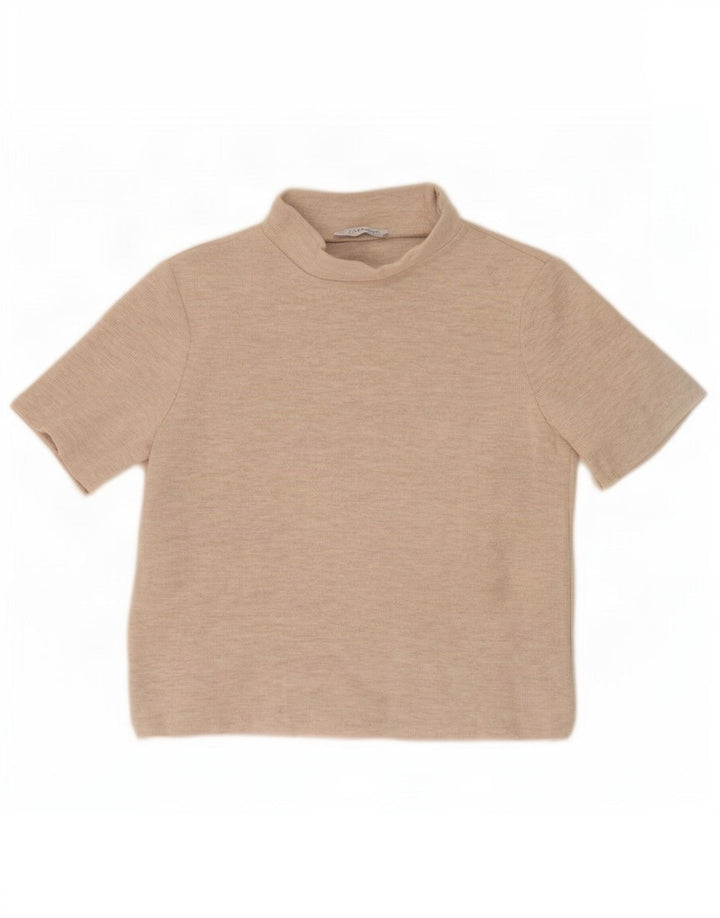 Tricou pentru femei Zara Trafaluc Crop Top UK 14 Medium Bej Poliester