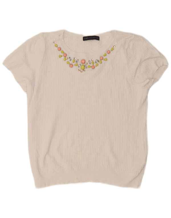 Marks & Spencer Tricou crop pentru femei Top UK 10 Bumbac alb mic