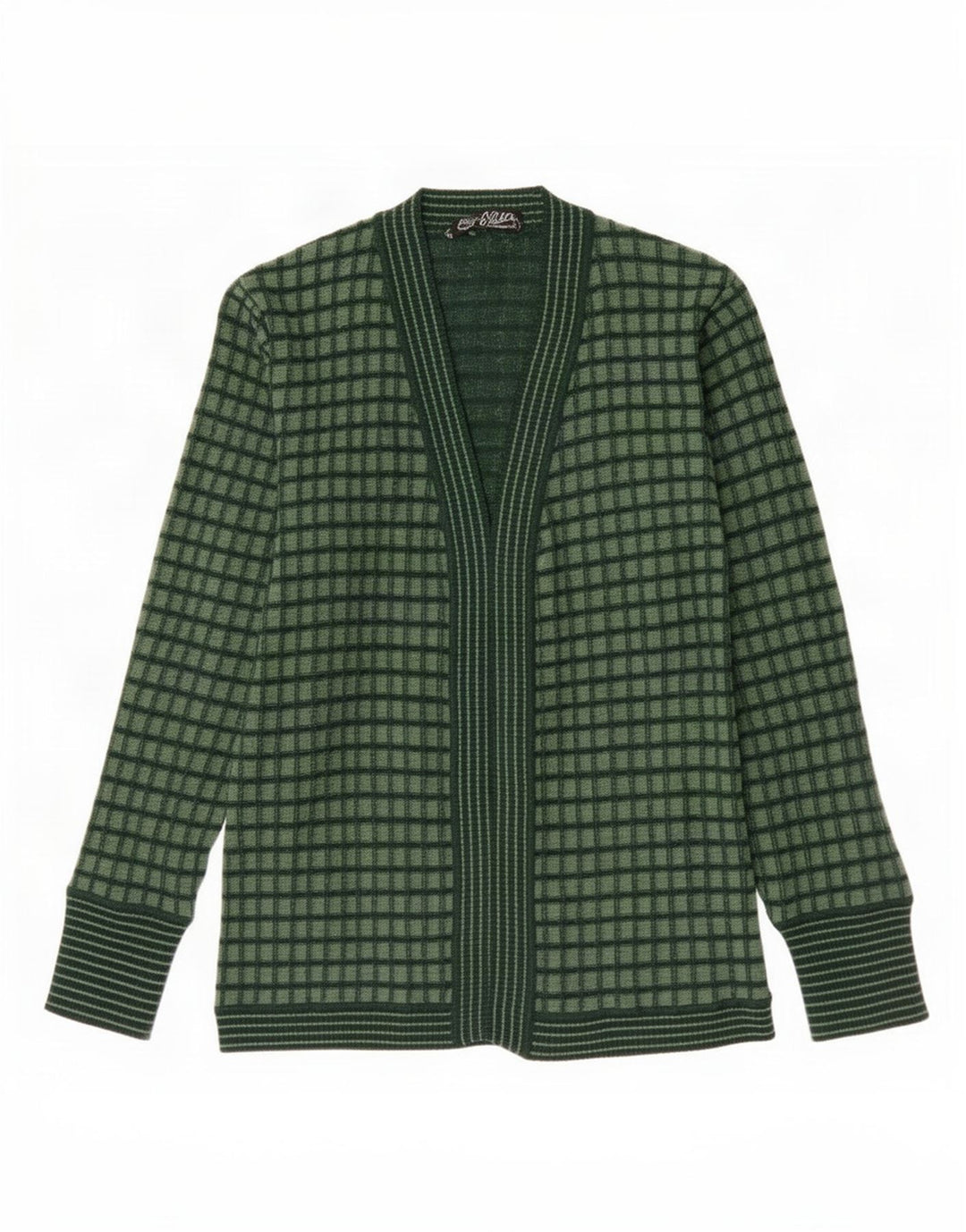 Pulover Vintage cardigan deschis pentru femei IT 44 Medium Green Check