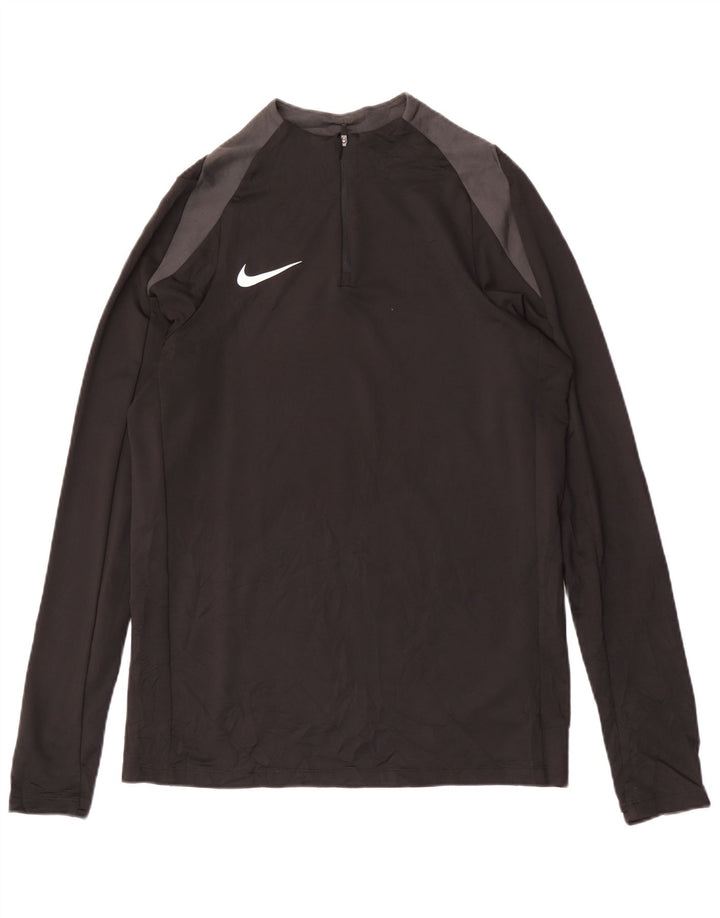 Top de trening pentru bărbați Dri Fit, cu fermoar și gât, negru, colorblock
