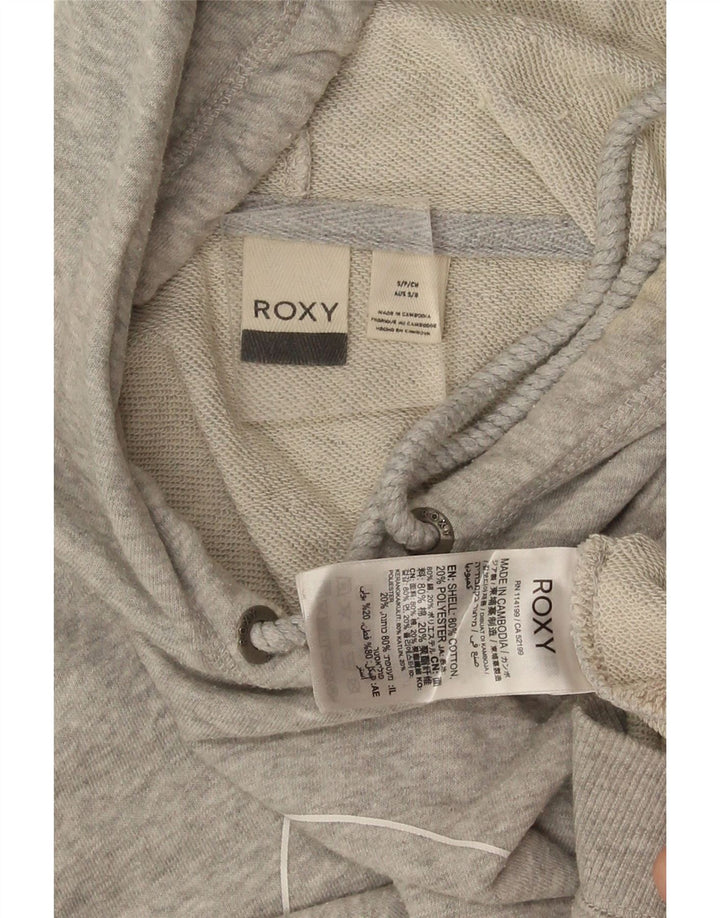 Pulover Roxy pentru damă cu capota cu grafică UK 10, bumbac, gri mic