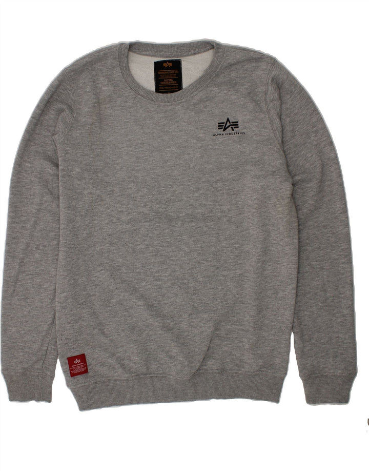 ALPHA INDUSTRIES Boys Sweatshirt Jumper 15-16 Years  Grey Cotton Vintage Alpha Industries and Second-Hand Alpha Industries from Messina Hembry 
