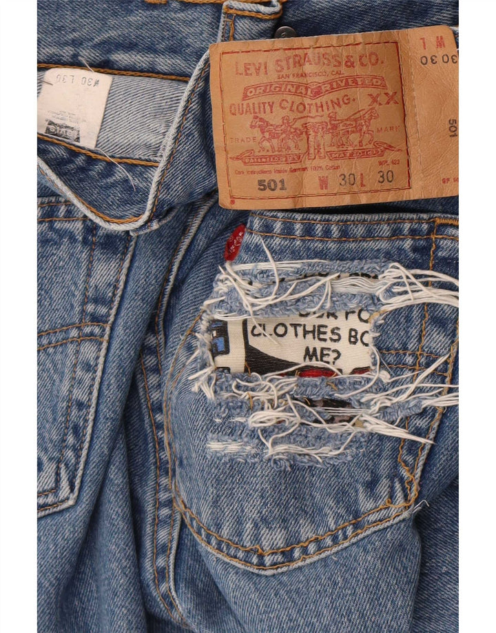 Blugi drepti distressed 501 Levi's pentru femei L30 L30 Bumbac albastru