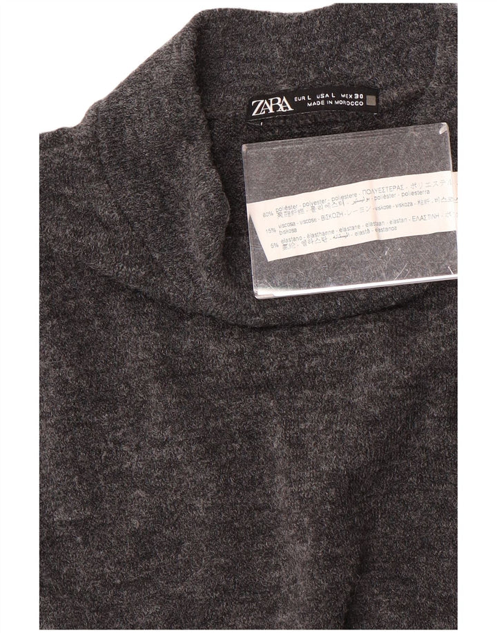 ZARA Womens Jumper Dress UK 14 Large Grey Polyester