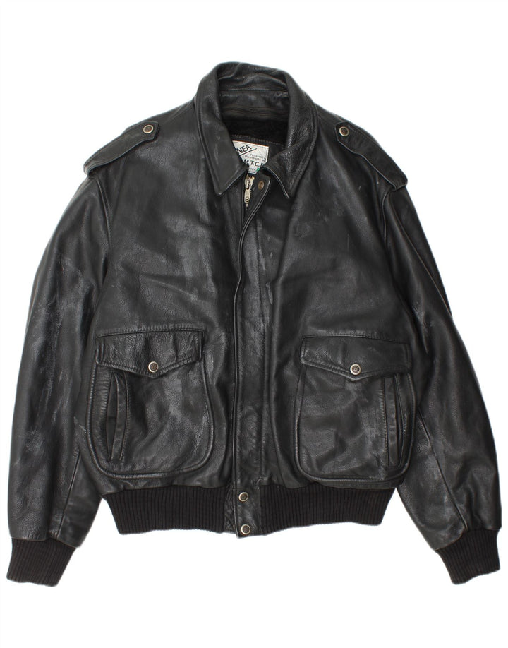 Jachetă militară din piele vintage pentru bărbați IT 52 XL din piele neagră