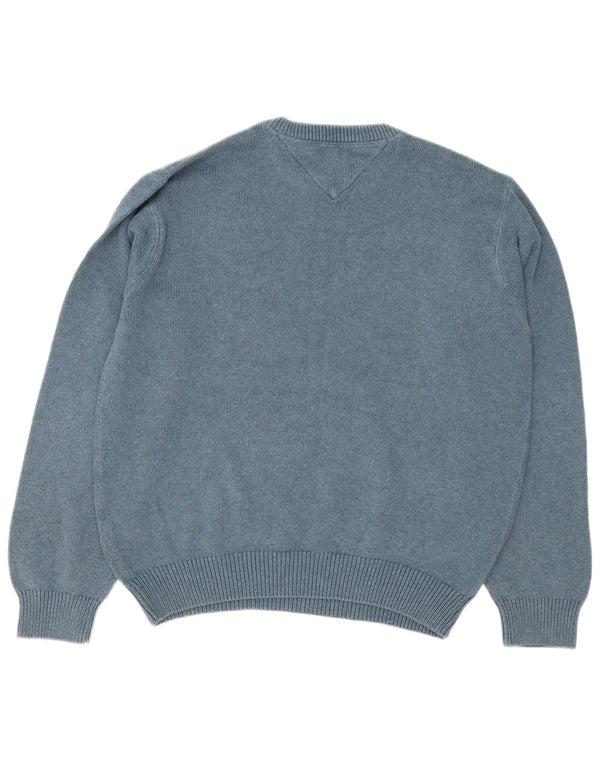 Pulover Tommy Hilfiger pentru bărbați, cu gât crew, bumbac mare, albastru