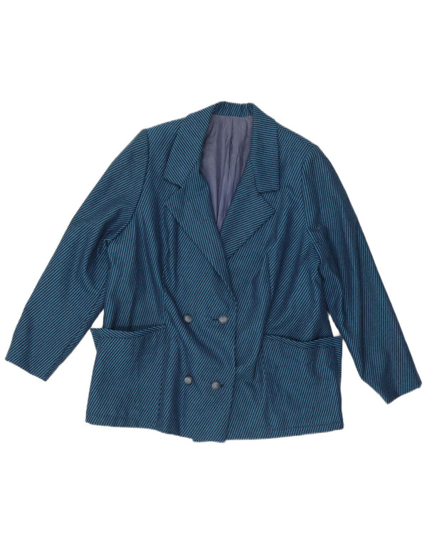 Jachetă vintage pentru femei la dublu piept UK 18 XL cu dungi albastre