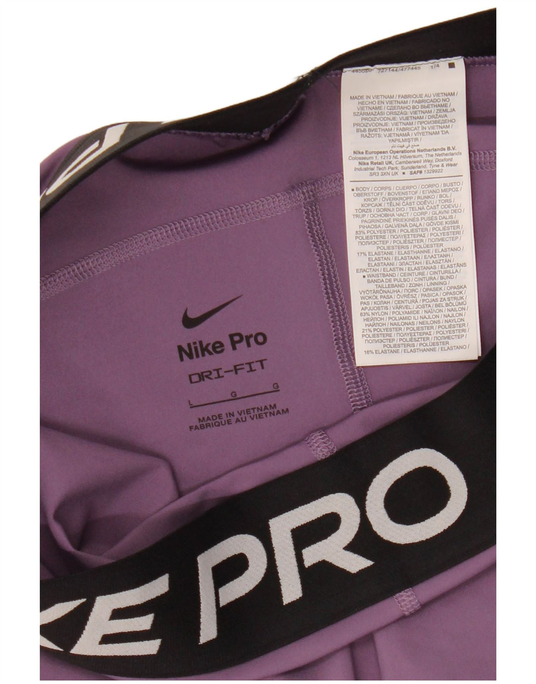 Pantaloni scurți sport NIKE Dri Fit Graphic pentru femei Marea Britanie 14, nailon violet mare