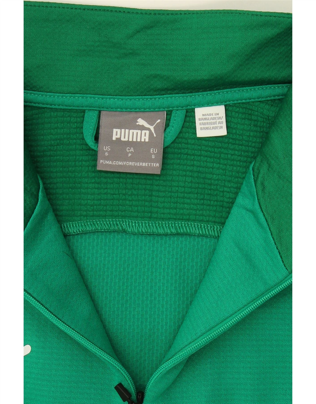 PUMA Mens Zip Neck Pullover Tracksuit Top Small Green Colourblock Vintage Puma and Second-Hand Puma from Messina Hembry 