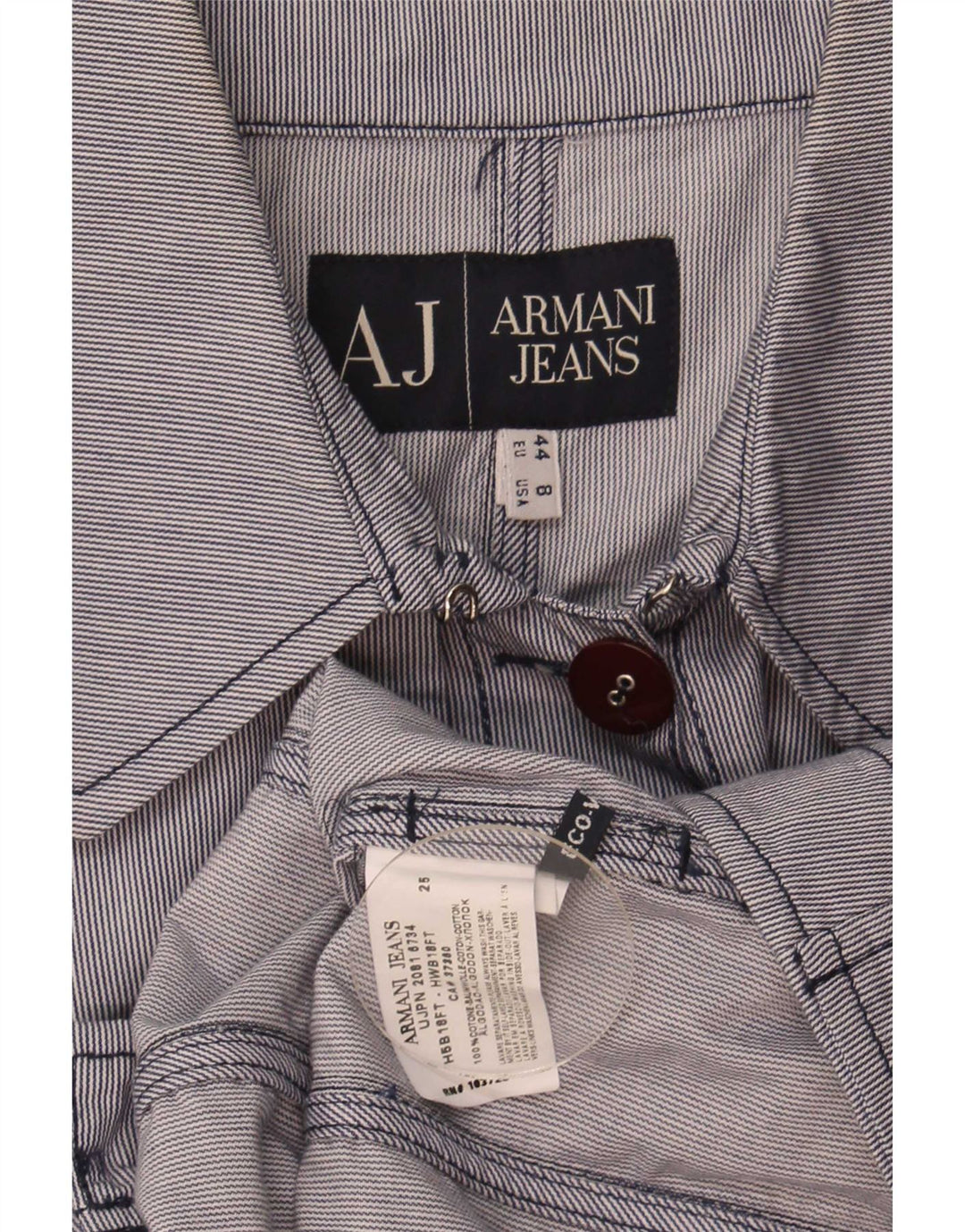 Jachetă Bomber pentru femei Armani Jeans US 8 Medium Blue Pinstripe Bumbac