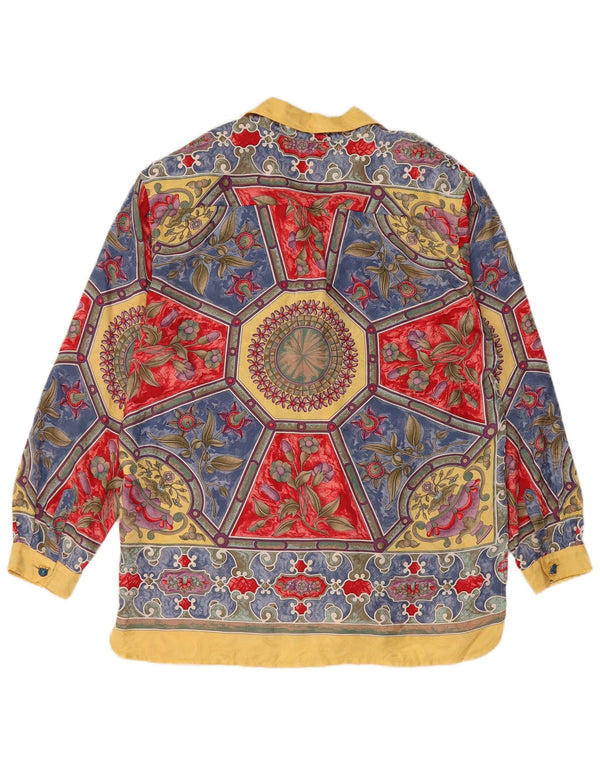 Bluză cămașă pentru femei VINTAGE EU 44 XL din mătase Paisley multicoloră