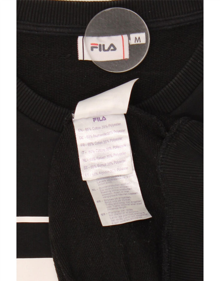 Pulover cu grafic pentru femei Fila, UK 14, bumbac mediu negru