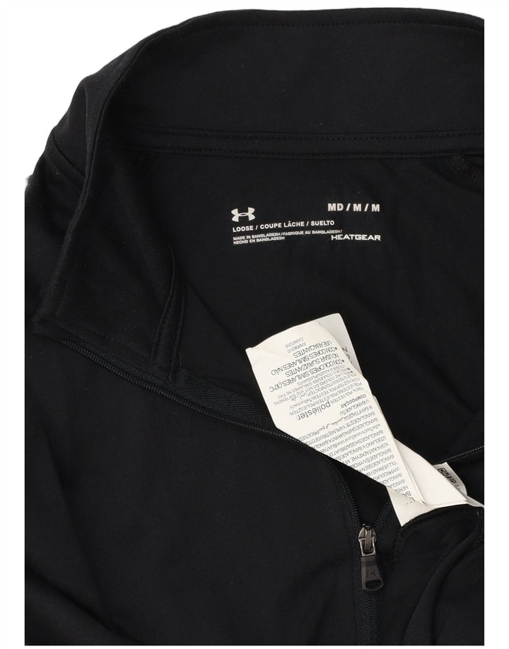 Top de trening Under Armour pentru bărbați Heat Gear cu fermoar și gât, negru mediu