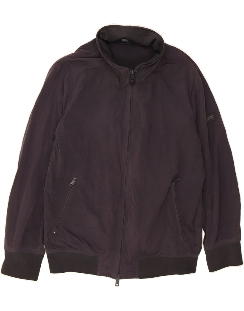 ARMANI Mens Hooded Bomber Jacket UK 38 Medium Black Polyester Vintage Armani and Second-Hand Armani from Messina Hembry 