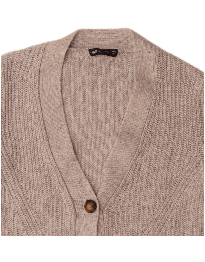 Pulover cardigan pentru femei Marks & Spencer UK 10 mic, gri bumbac cu pete