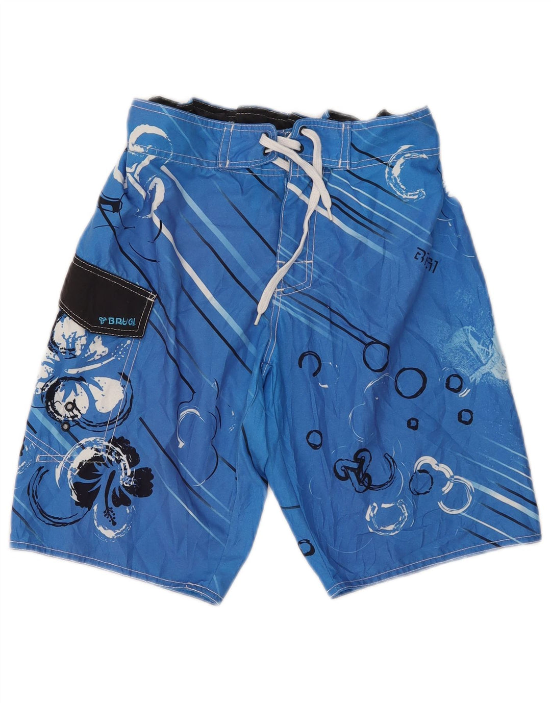 Pantaloni scurți de înot cu grafică Brugi pentru bărbați, poliester, albastru, floral