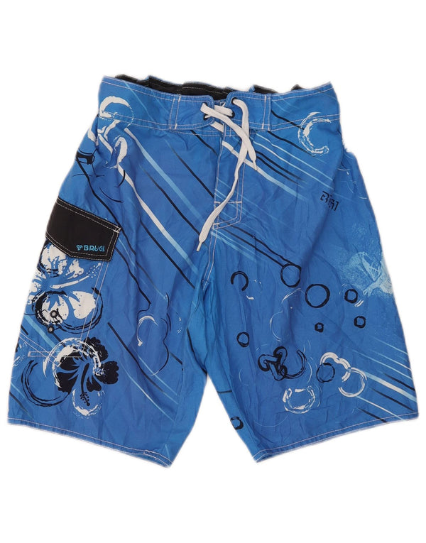 Pantaloni scurți de înot cu grafică Brugi pentru bărbați, poliester, albastru, floral