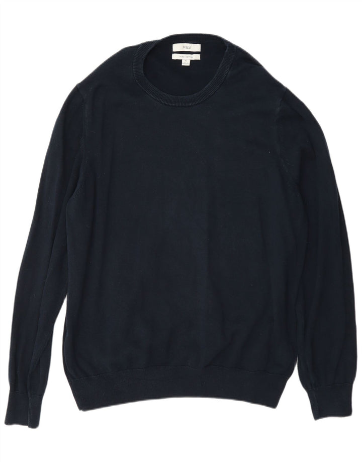Pulover pentru bărbați Marks & Spencer cu gât crew pulover XL bleumarin clasic