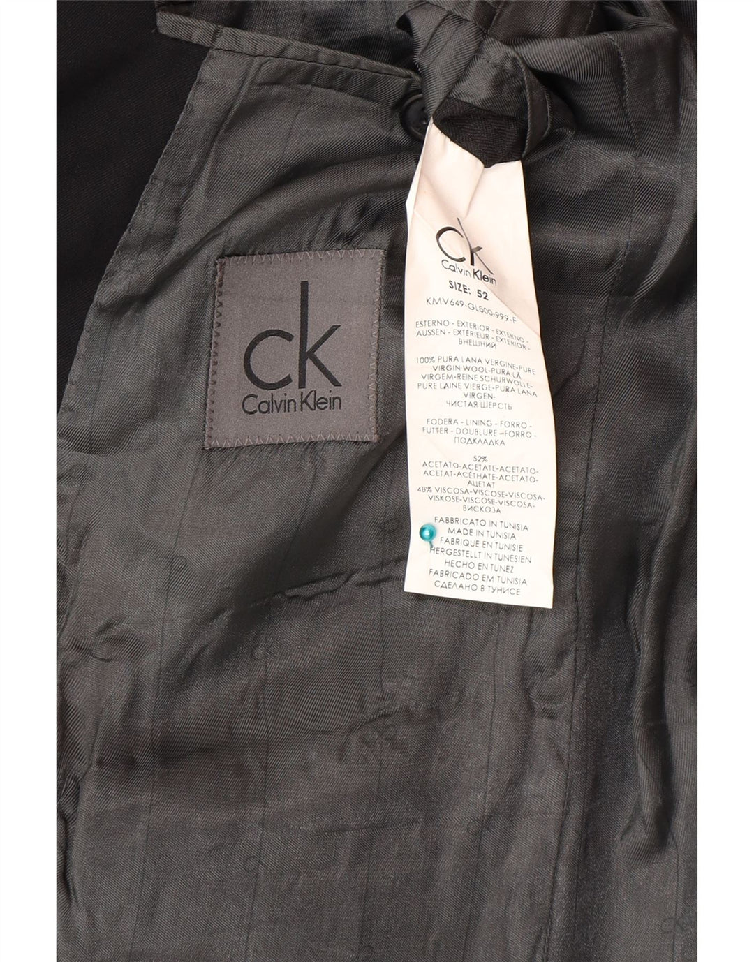 Jachetă Calvin Klein pentru bărbați cu 2 nasturi IT 52 XL Lână virgină neagră