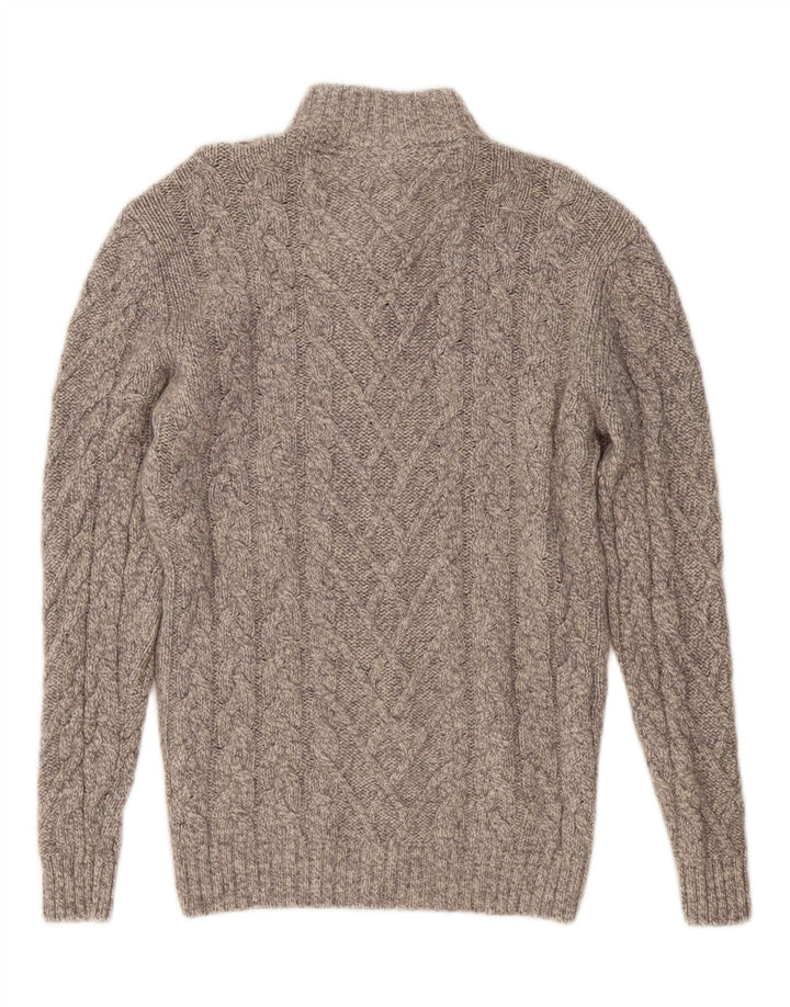 WESTBURY Pulover pentru bărbați cu gât cu nasturi, lână, gri mediu