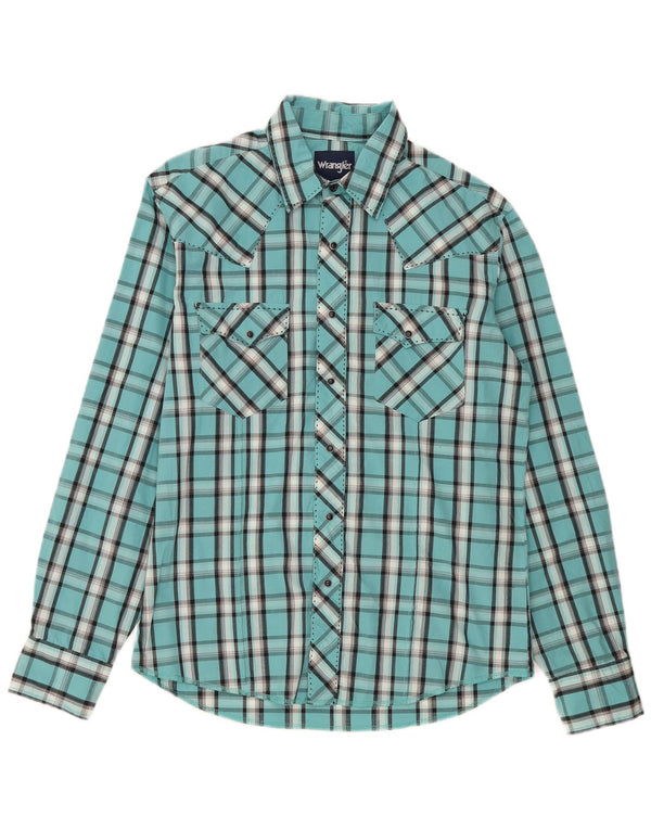 Cămașă pentru bărbați Wrangler, bumbac cu carouri mijlocii, turcoaz