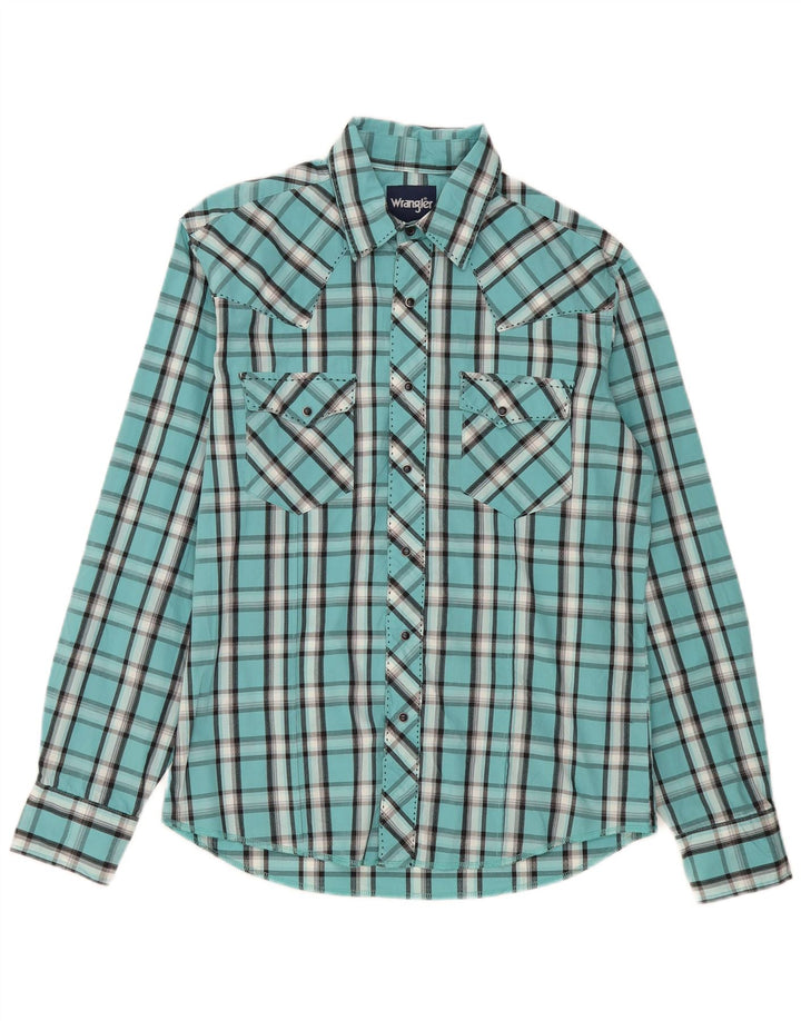 Cămașă pentru bărbați Wrangler, bumbac cu carouri mijlocii, turcoaz