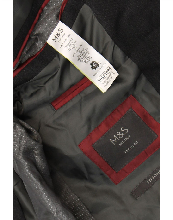 Jachetă pentru bărbați Marks & Spencer cu 2 nasturi, UK 38, lână gri mediu