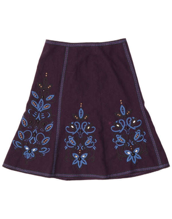 Fusta în formă de A pentru femei Monsoon pentru femei UK 14 mare W32 Poliester floral violet
