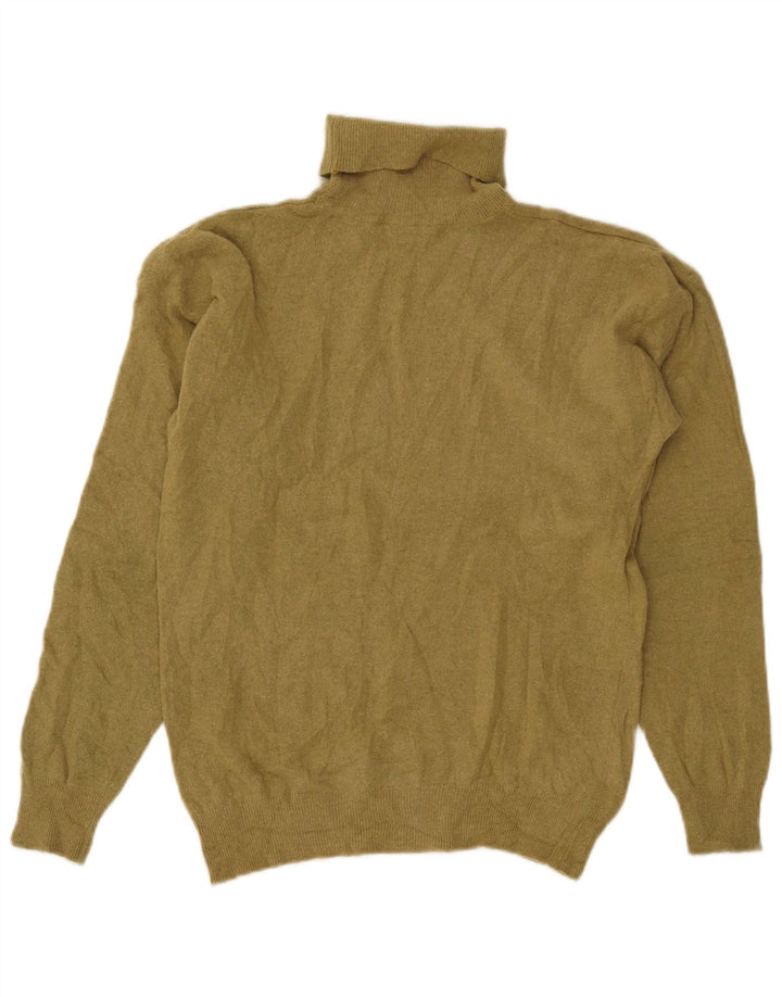 VINTAGE Pulover cu gât rulat pentru femei UK 14 Medium Khaki Lambswool