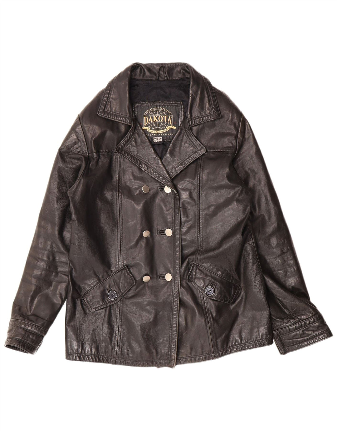 Jachetă de piele pentru femei DAKOTA UK 16, mare, neagră, clasică