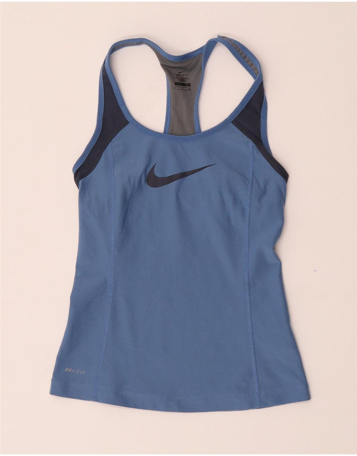 Top cu vestă grafică Nike pentru femei UK 8 Small Blue Colorblock Poliester