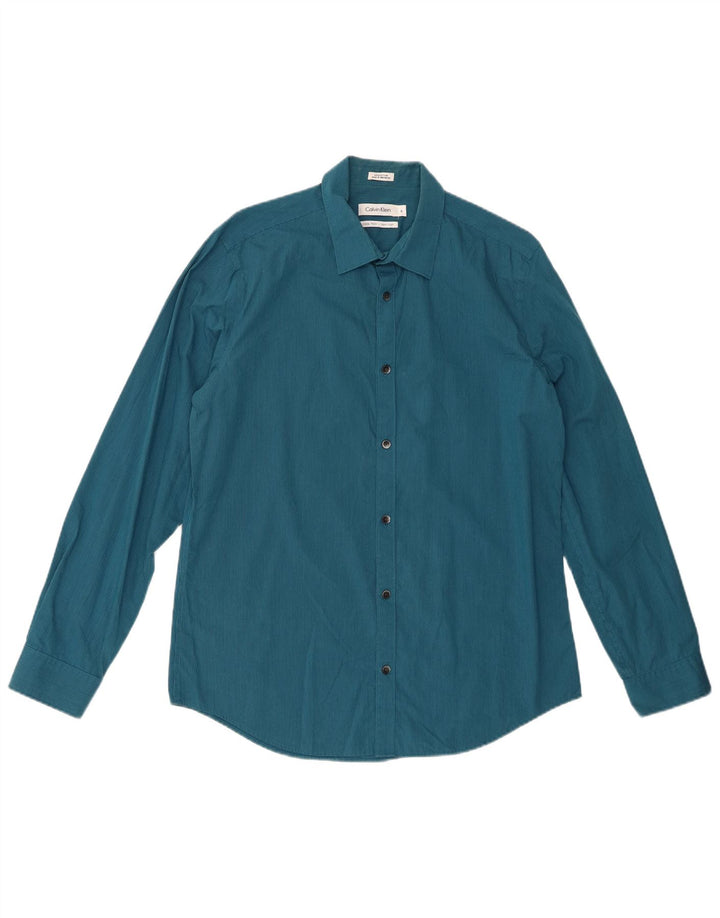 Cămașă pentru bărbați CALVIN KLEIN, bumbac cu dungi albastre medii