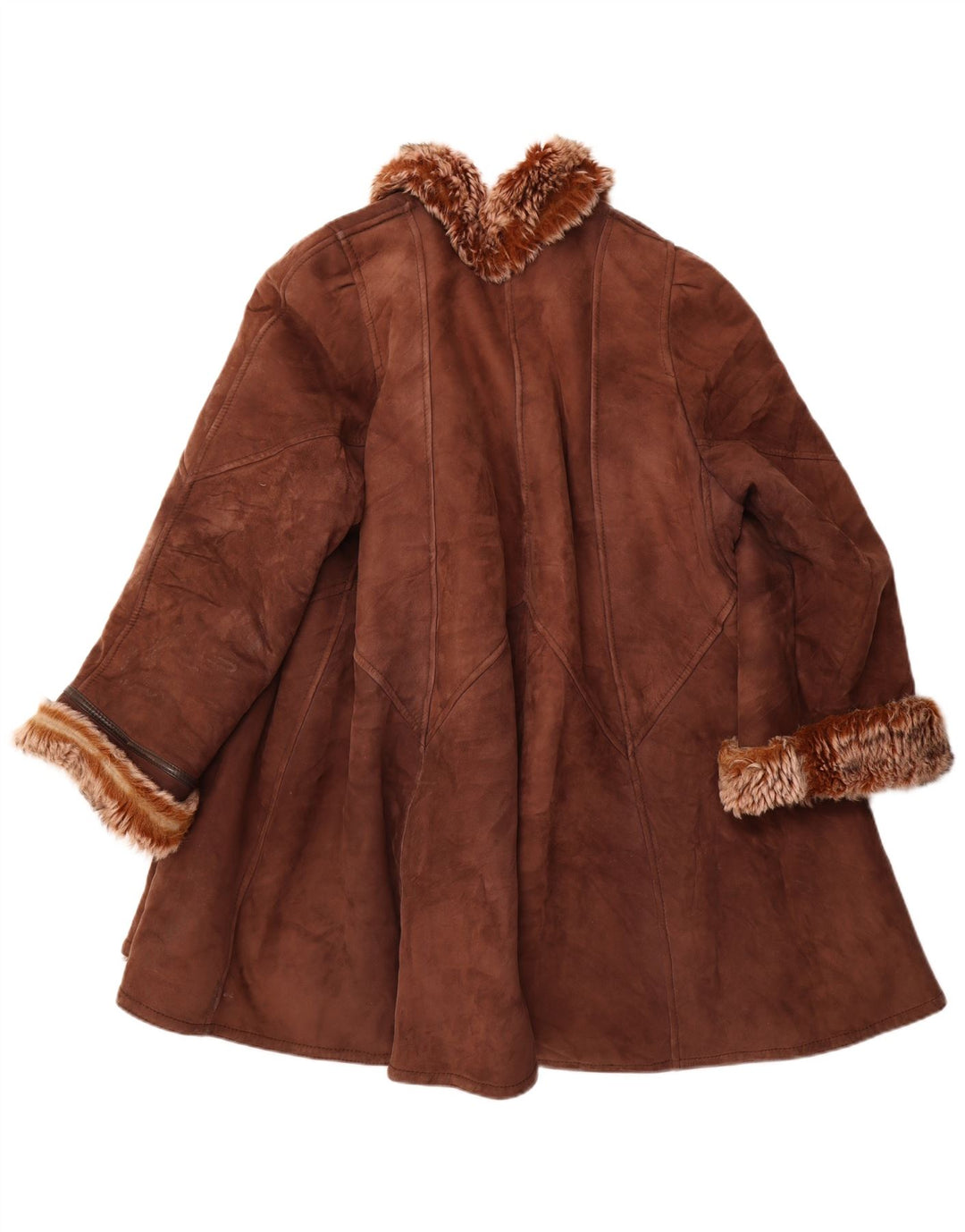 Palton vintage pentru femei din shearling UK 18 XL maro