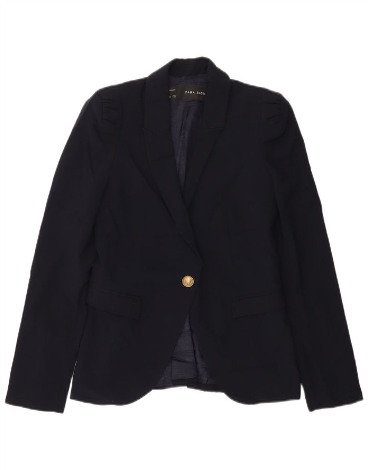 Sacou blazer pentru femei Zara cu 1 nasture UK 6 XS Poliester bleumarin
