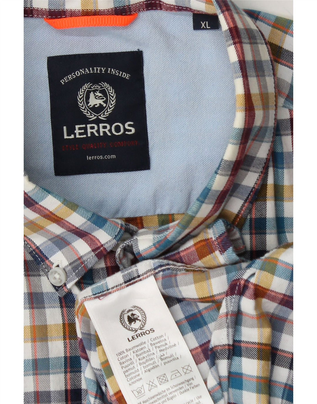 LERROS Mens Shirt XL Multicoloured Check Cotton