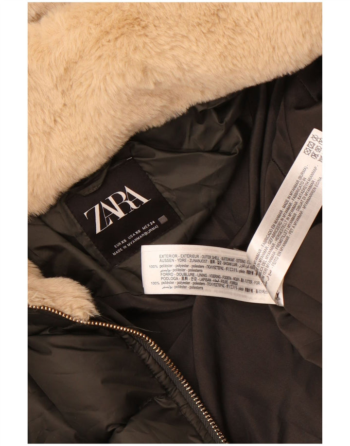 Jachetă căptușită cu glugă pentru femei Zara UK 6 XS poliester gri