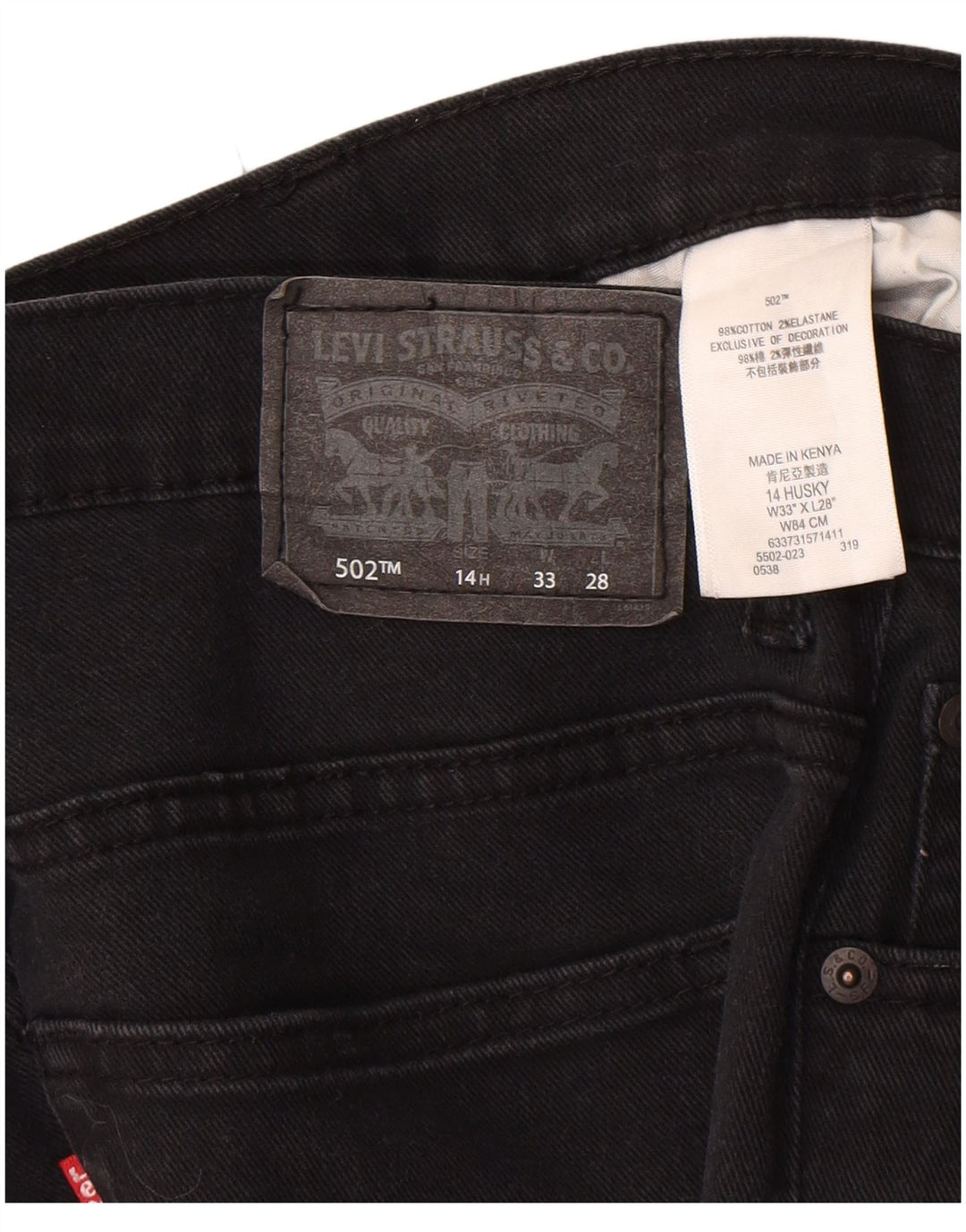 Levi's Boys 502 Regular Tapered Jeans 13-14 ani W33 L28 bumbac negru