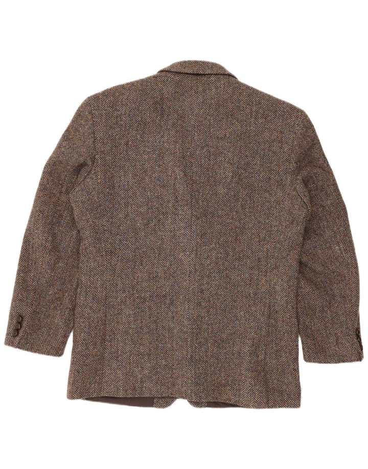 Jachetă pentru bărbați Harris Tweed, cu 2 nasturi, UK 40, lână mare, maro, în spinare
