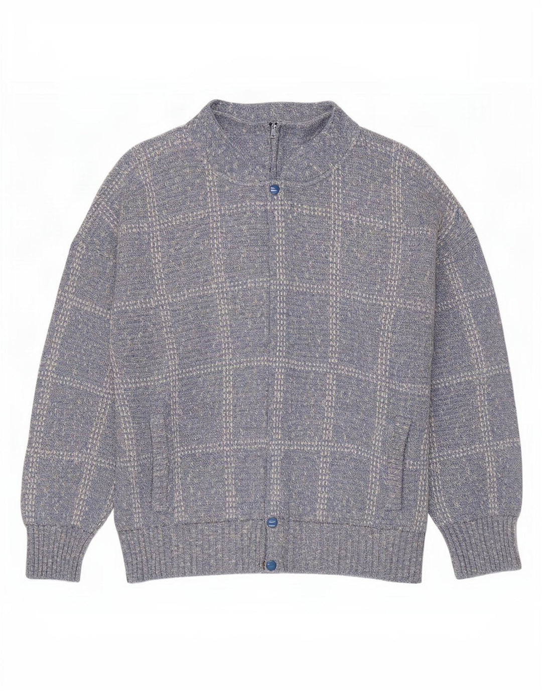 Pulover cardigan pentru bărbați Rodes, XL, acrilic, cu carouri albastre