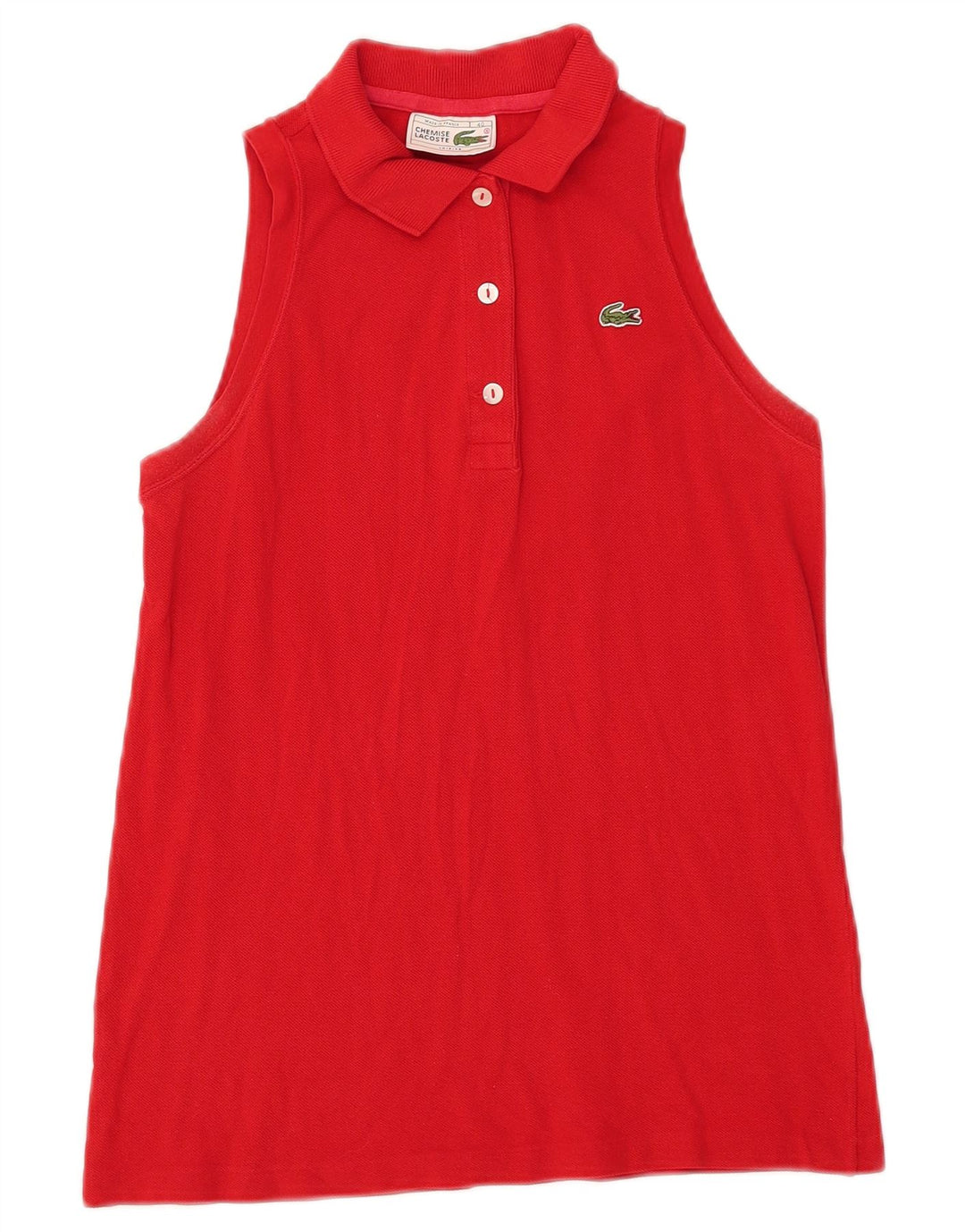 Tricou polo fără mâneci Lacoste pentru femei, mărimea 40, bumbac roșu mediu