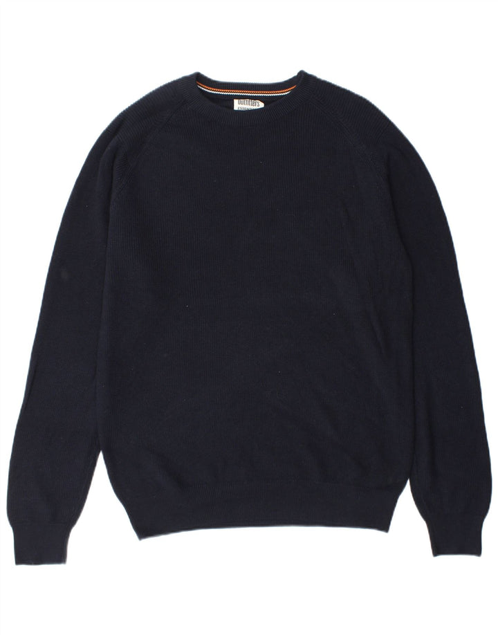 Pulover pentru bărbați Essentials cu gât crew pulover mare din bumbac bleumarin