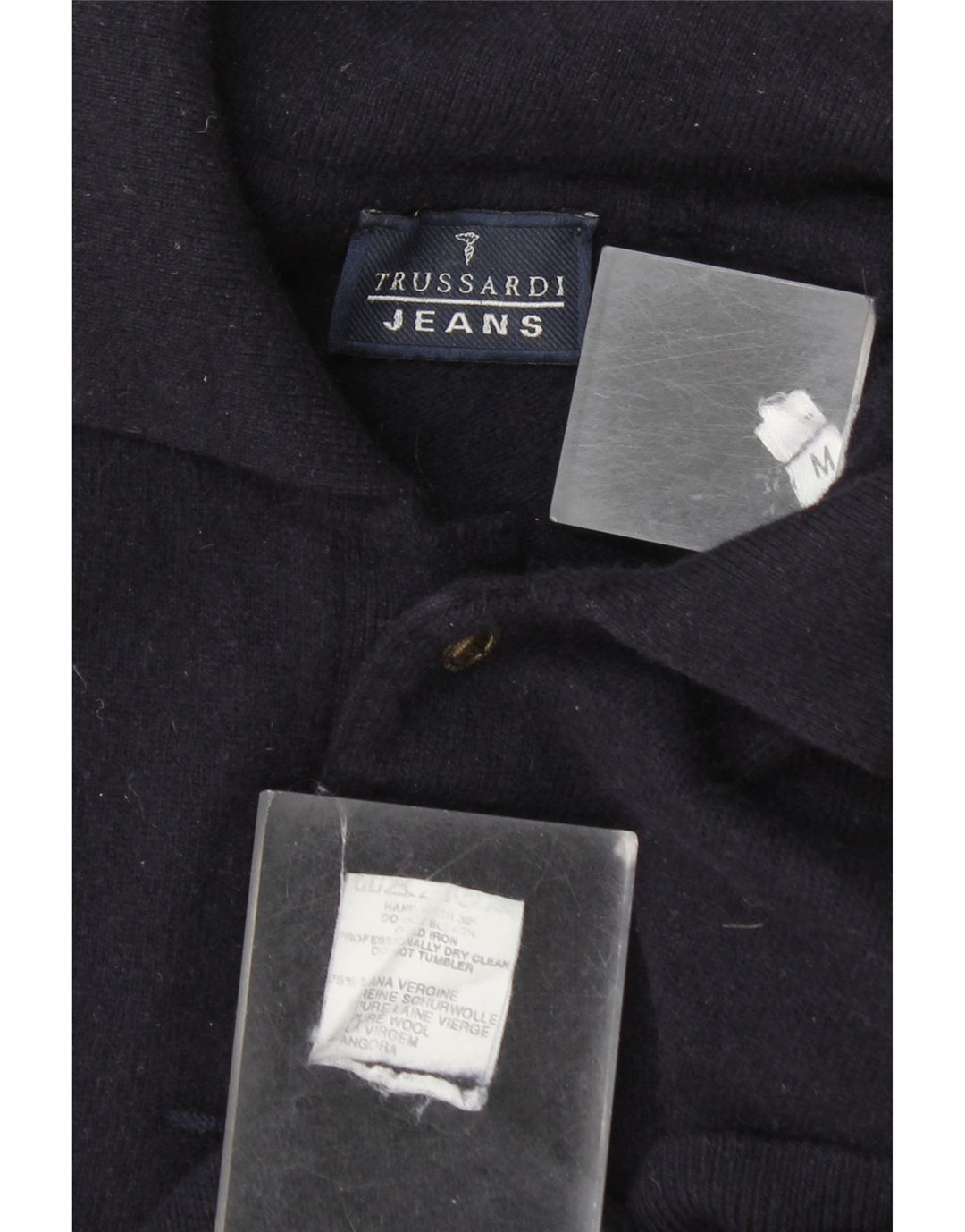 Pulover Trussardi Jeans pentru bărbați, cu gât polo, lână medie, albastru bleumarin