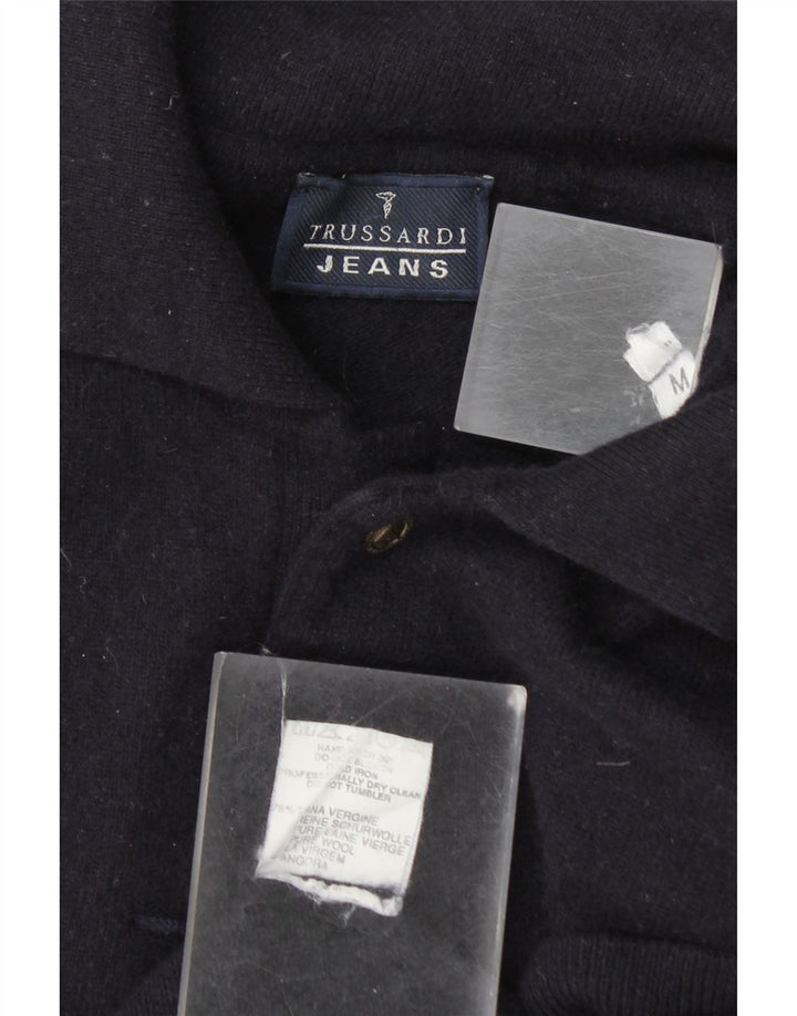 Pulover Trussardi Jeans pentru bărbați, cu gât polo, lână medie, albastru bleumarin