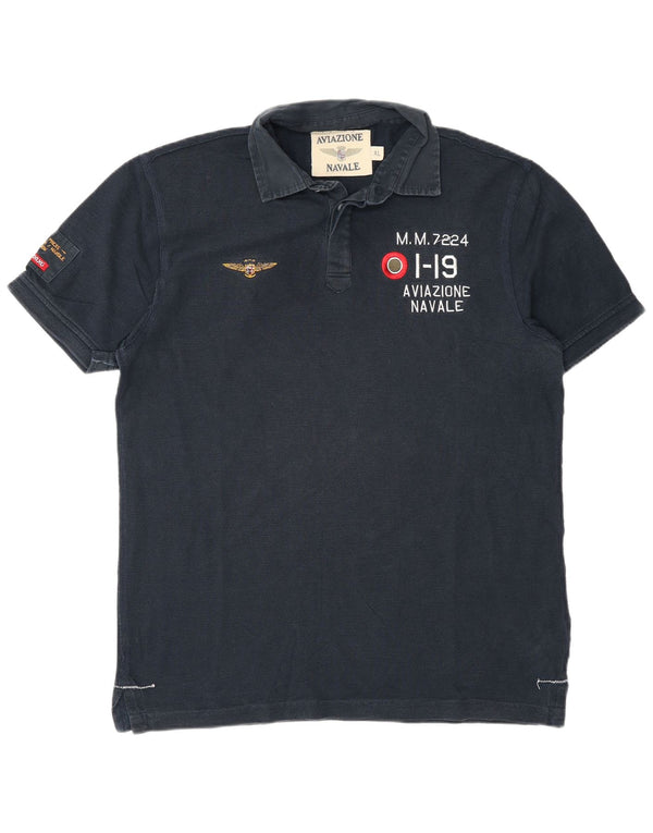 Aviazione Navale tricou polo cu grafică pentru bărbați XL din bumbac bleumarin