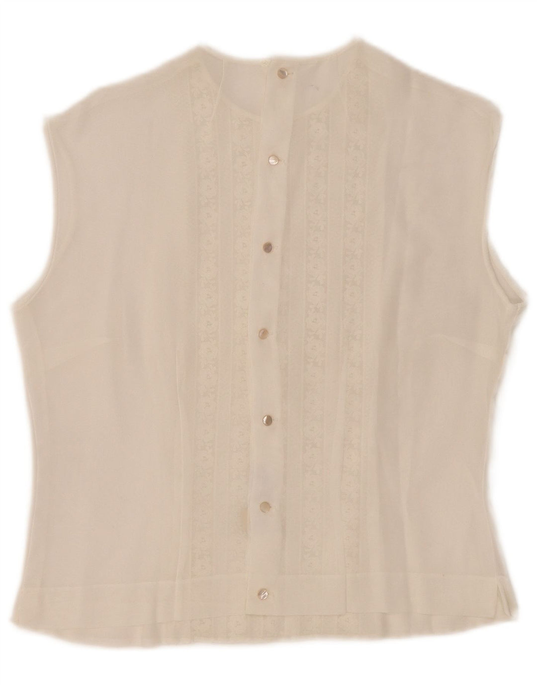 Bluză Vintage fără mâneci pentru femei, bluză transparentă, IT 44 Medium White
